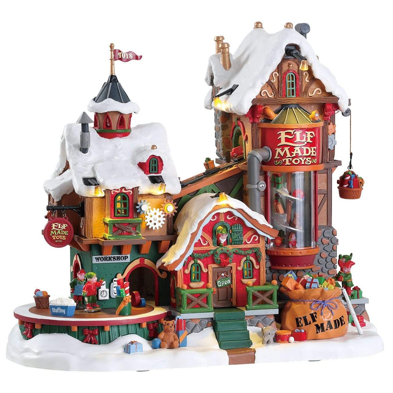 Lemax Sights and Sounds Lemax Elf Made Toy Factory, Christmas Village Building, With 4.5V Adaptor(UK)