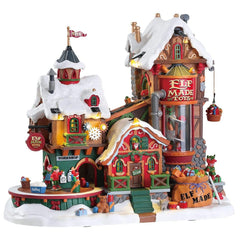 Lemax Sights and Sounds Lemax Elf Made Toy Factory, Christmas Village Building, With 4.5V Adaptor(UK)
