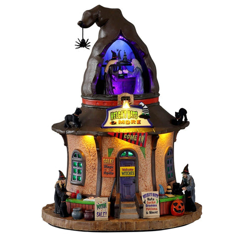 Lemax Spooky Town Lighted Building Lemax Helga's Hats