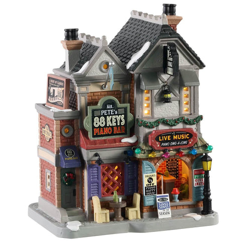 Lemax Lighted Buildings Lemax Mr. Pete`s 88 Key`s Piano Bar, B/O LED