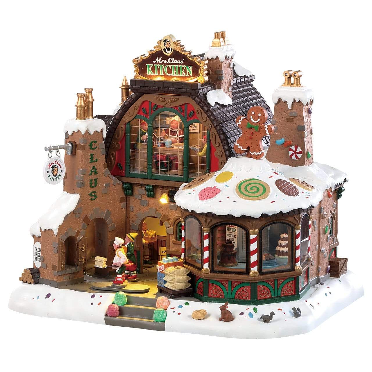 Lemax Sights and Sounds Lemax Mrs Claus Kitchen, Christmas Village Building, Adaptor Included
