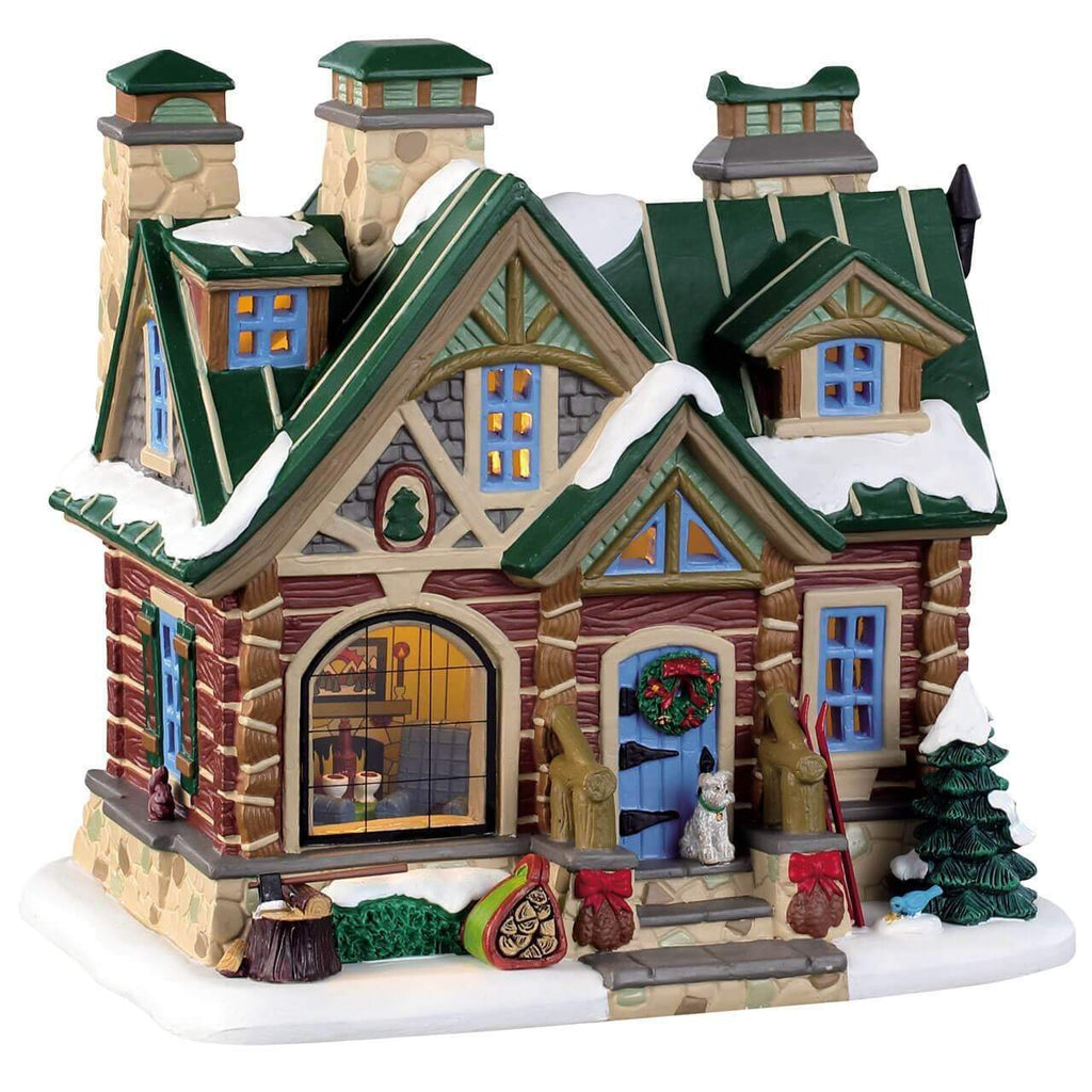 Lemax Lighted Buildings Lemax Pine Peak Retreat, Porcelain Lighted House, With 6 Foot Cord