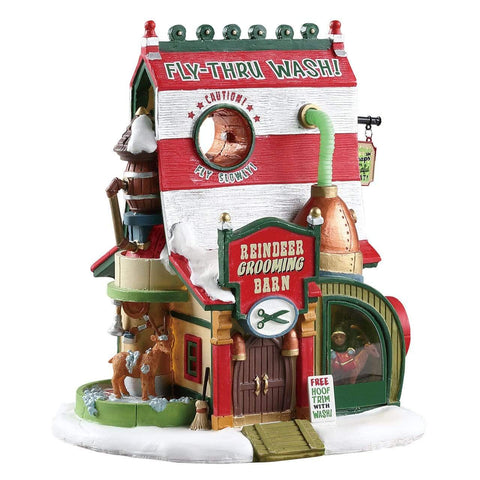 Lemax Lighted Buildings Lemax Reindeer Grooming Barn, Christmas Village Building, B/O(4.5V)