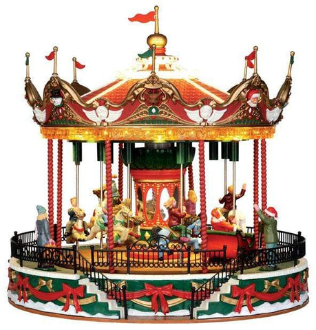 Lemax Sights and Sounds Lemax Santa Carousel, Carnival Sights and Sounds, With 4.5V Adaptor