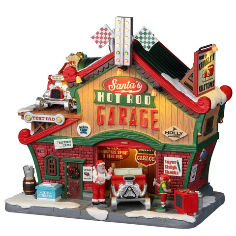 Lemax Santa's Wonderland Lighted Buildings Lemax Santa’s Hot Rod Garage
