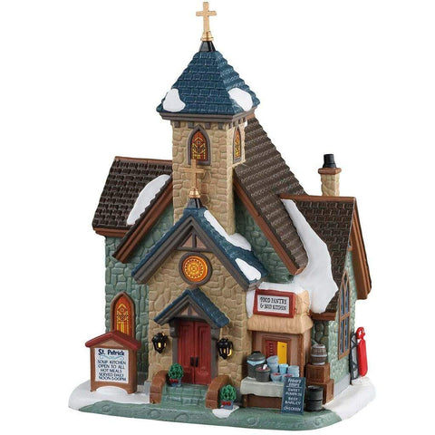 Lemax Lighted Buildings Lemax St. Patrick`s Food Pantry & Soup Kitchen, B/O LED