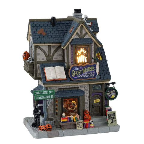 Lemax Lighted Buildings Lemax The Ghost Writer`s Antique Bookstore, B/O LED *Pre-Order*