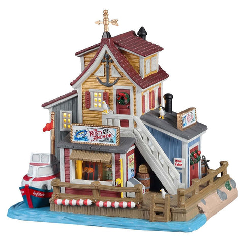 Lemax Lighted Buildings Lemax The Rusty Anchor Deep Sea Charter Fishing, B/O LED