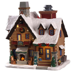 Lemax Lighted Buildings Lemax Thicket Falls Cabin (Smoking), With 4.5V Adaptor