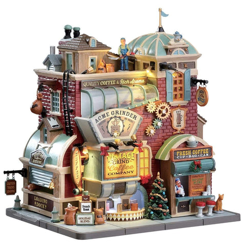 Lemax Sights and Sounds Lemax Vintage Grind Coffee Company, Christmas Village Building, With 4.5V Adaptor(UK)