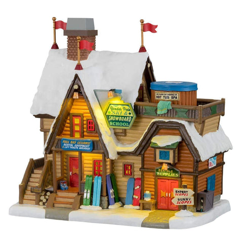 Lemax Lighted Buildings Lemax Yonder Peak Ski & Snowboard School (Smoking), With 4.5V Adaptor *Pre-Order*