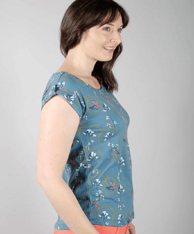 Lily and Me Top Lily and Me Surf Side Tee Dandy Blooms Teal
