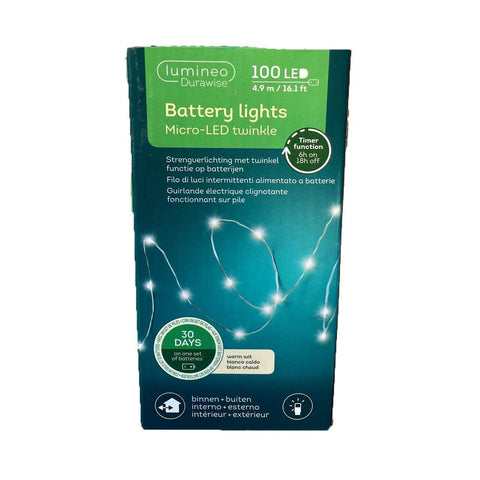 Kaemingk Christmas Lights Lumineo Micro LED Twinkle Lights 100L Silver/Warm White