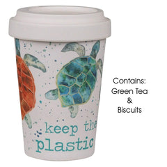 Fosters Food Gift Set Milly Green Turtle Travel Mug With Tea And Biscuits