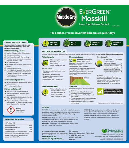 Miracle Gro Lawn Moss Remover Miracle-Gro EverGreen Mosskill 80sqm