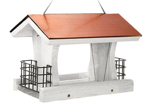 Panacea Bird Feeding Stations & Poles Panacea Nantucket White Copper Top Ranch Feeder With Suet Cages