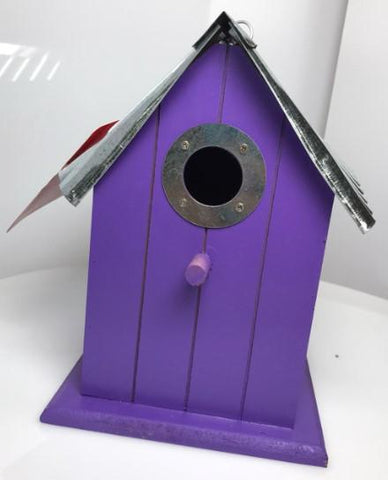 Panacea Nest Boxes Purple Wild Bird Nest Box / Birdhouse Wood with corrugated roof - 6 Various Colours
