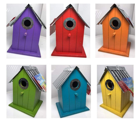 Panacea Nest Boxes Wild Bird Nest Box / Birdhouse Wood with corrugated roof - 6 Various Colours