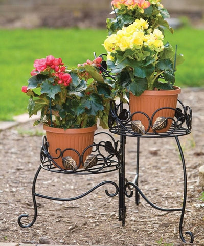 Panacea Plant Stands Panacea Scroll and Ivy 3-Tier Folding Plant Stand