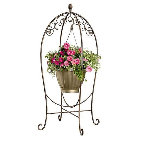 Panacea Hanging Baskets Panacea Scroll and Ivy Basket Hanger Bronze