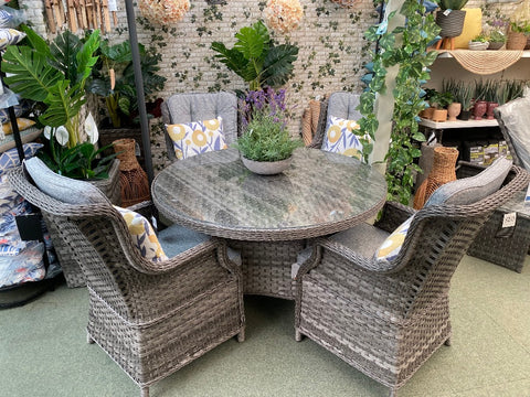 Pembrook Garden Furniture Set Pembrook Chatsworth 4 Seat Round Dining Set In Dark Grey