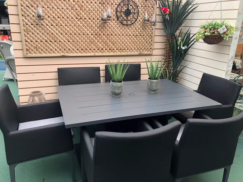 Pembrook Garden Furniture Set Pembrook Stockholm 6 Seater Rectangular Dining Set In Dark Grey