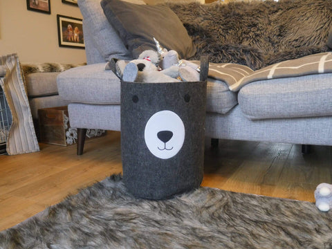 Rosewood Pet Accessories Rosewood Wolf & Tiger Felt Bear Pet Toy Basket