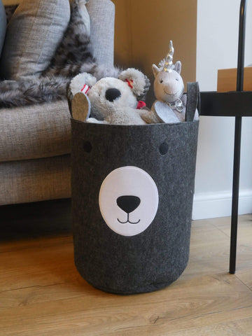 Rosewood Pet Accessories Rosewood Wolf & Tiger Felt Bear Pet Toy Basket