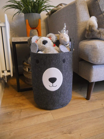 Rosewood Pet Accessories Rosewood Wolf & Tiger Felt Bear Pet Toy Basket