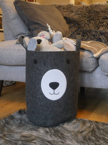 Rosewood Pet Accessories Rosewood Wolf & Tiger Felt Bear Pet Toy Basket