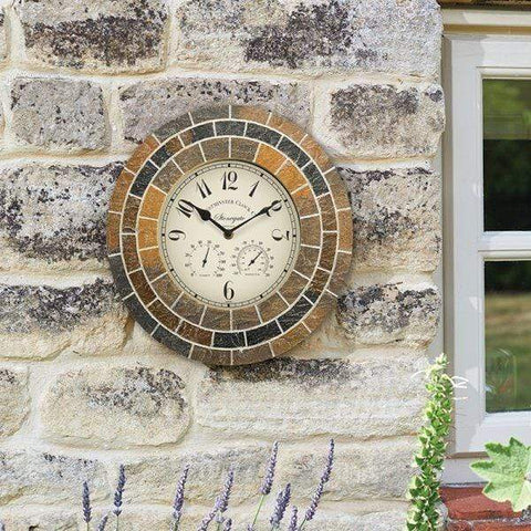 Smart Garden Clocks Smart Garden 14" Stonegate Mosaic Clock & Thermometer