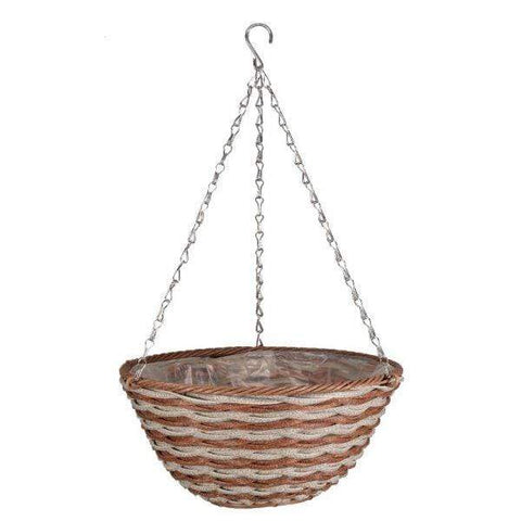 Smart Garden Hanging Baskets Smart Garden 14in Duet Faux Rattan Hanging Basket