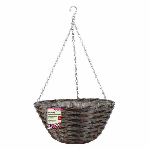 Smart Garden Hanging Baskets Smart Garden 14in Pinto Faux Rattan Hanging Basket