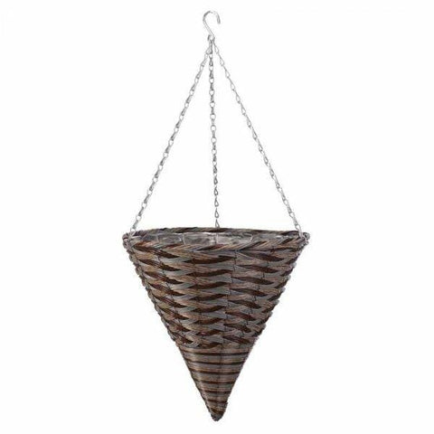 Smart Garden Hanging Baskets Smart Garden 14in Pinto Faux Rattan Hanging Cone