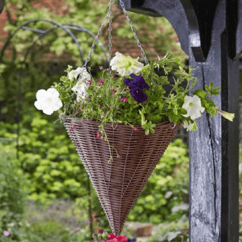 Smart Garden Hanging Baskets Smart Garden Chestnut Faux Rattan Hanging Basket 14in