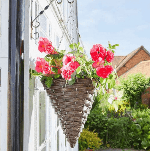Smart Garden Hanging Baskets Smart Garden Faux Rattan Cone Hanging Basket Hazel 14in