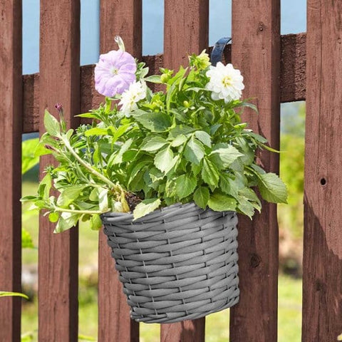 Smart Garden Hanging Baskets Smart Garden Faux Rattan Hanging Pot - Slate