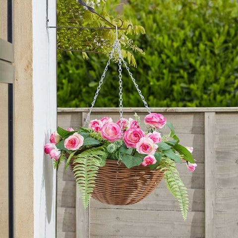 Smart Garden Hanging Baskets Smart Garden Pink Perfection Faux Hanging Basket