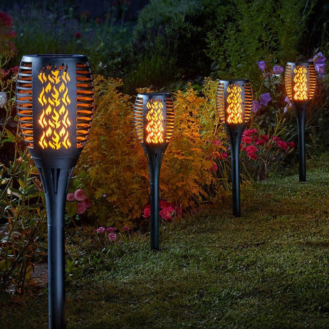 Trowell Garden Centre Smart Garden Solar Cool Flame Compact Torch Black 4pc Carry Pk