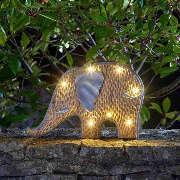 Smart Garden Solar Outdoor Ornament Smart Garden Wood Stone In-Lit Elephant