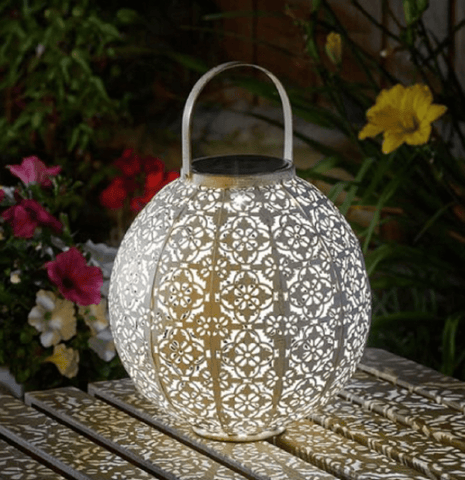 Smart Solar Outdoor lighting Smart Solar Damasque Lantern Light Cream