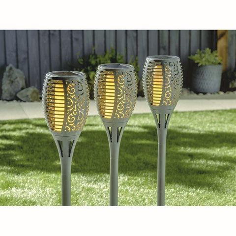 Trowell Garden Centre Solar Cool Flame Compact Torch Slate 4pc Carry Pack