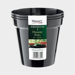 Stewart Garden Planters & Pots 15cm 3pack Stewart flower pot multi packs - Black