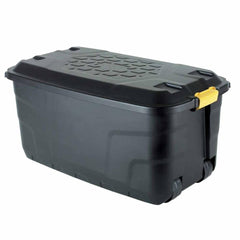 Strata Storage Trunk Strata Heavy Duty Storage Trunk On Wheels Black Plastic 145L