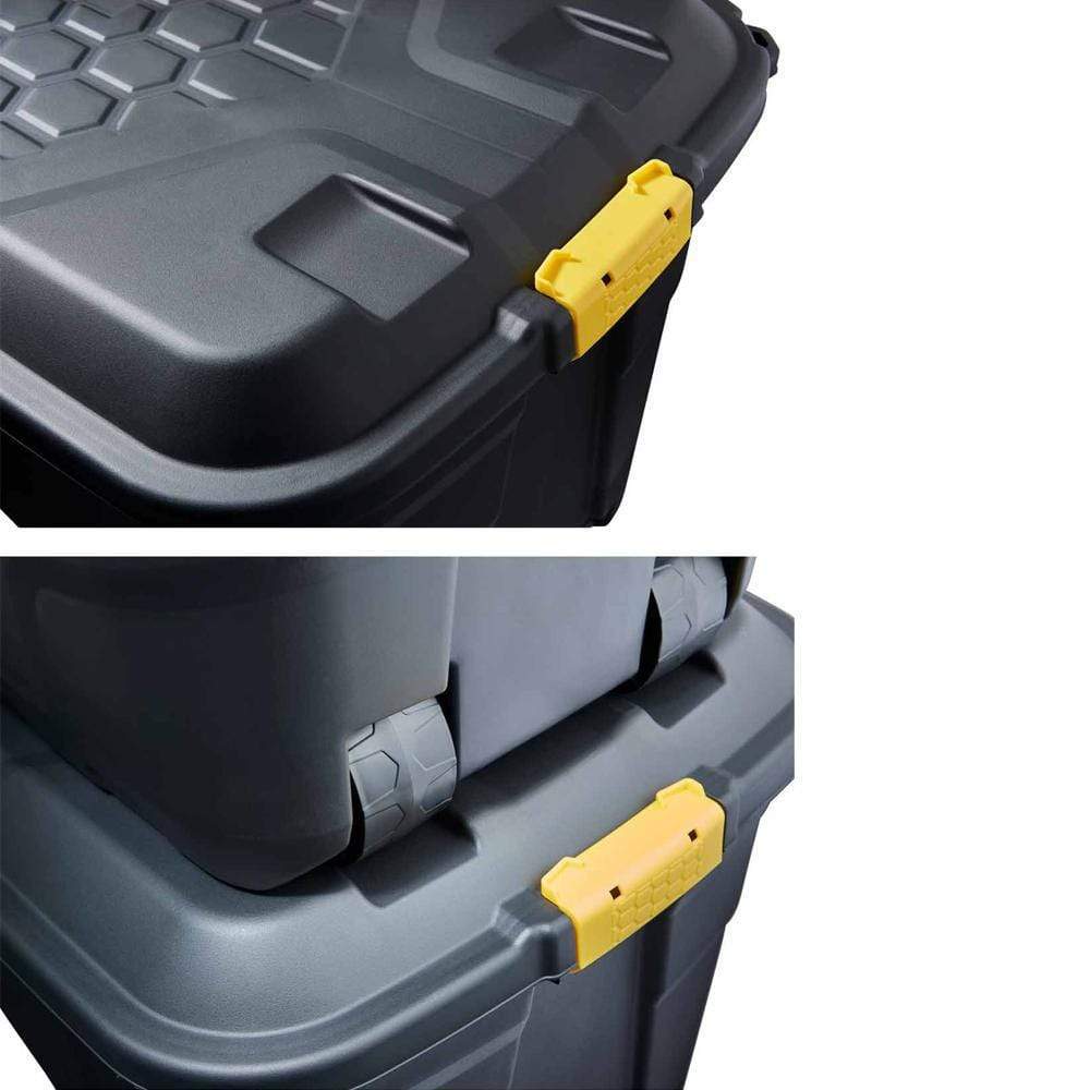 Strata Heavy Duty Storage Trunk On Wheels Black Plastic 145L – Trowell ...