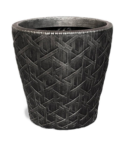 Trowell Garden Centre Strata Roma Planter 32cm Weave Effect Pewter