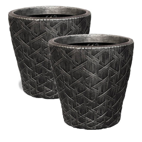 Strata Products Pots & Planters 2 For £20 Strata Roma Planter 32cm Weave Effect Pewter