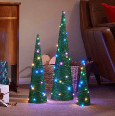 Three Kings Christmas Lit Decor Three Kings Christmas GlitterTree Green
