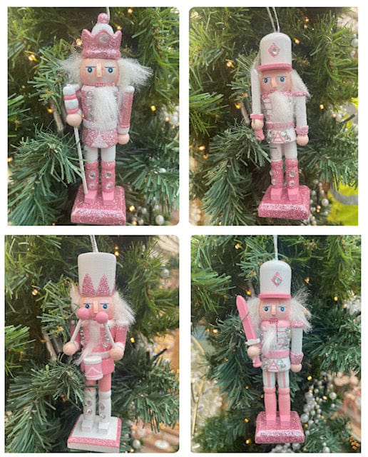 Three Kings Nutcrackers Three Kings Christmas Hanging Nutcracker Pink/White