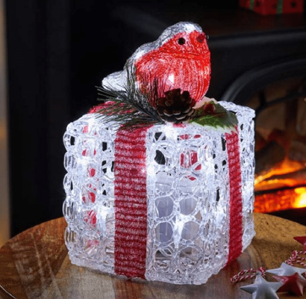 Three Kings Christmas Decor Three Kings Christmas LED Robin Gift Box Decoration